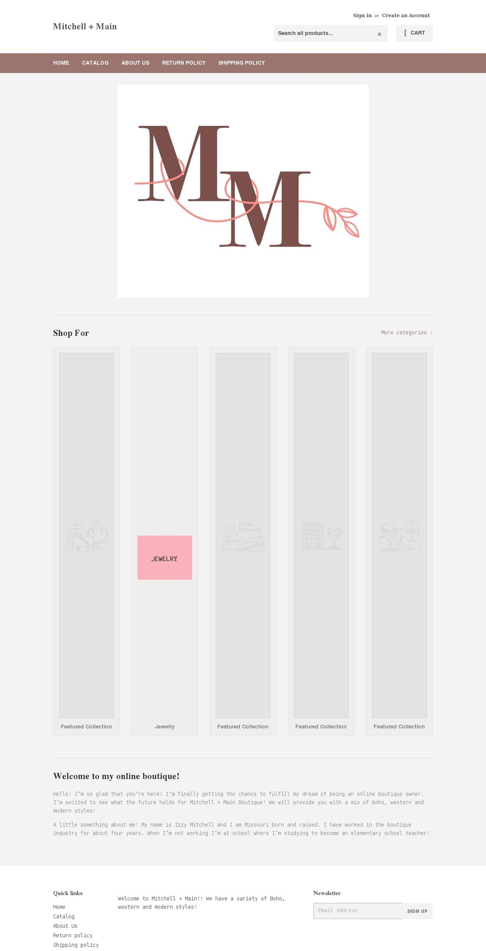 mitchellmainboutique.com shopify website screenshot