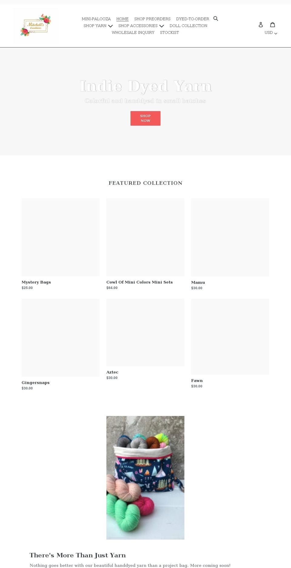 mitchellscreations.com shopify website screenshot