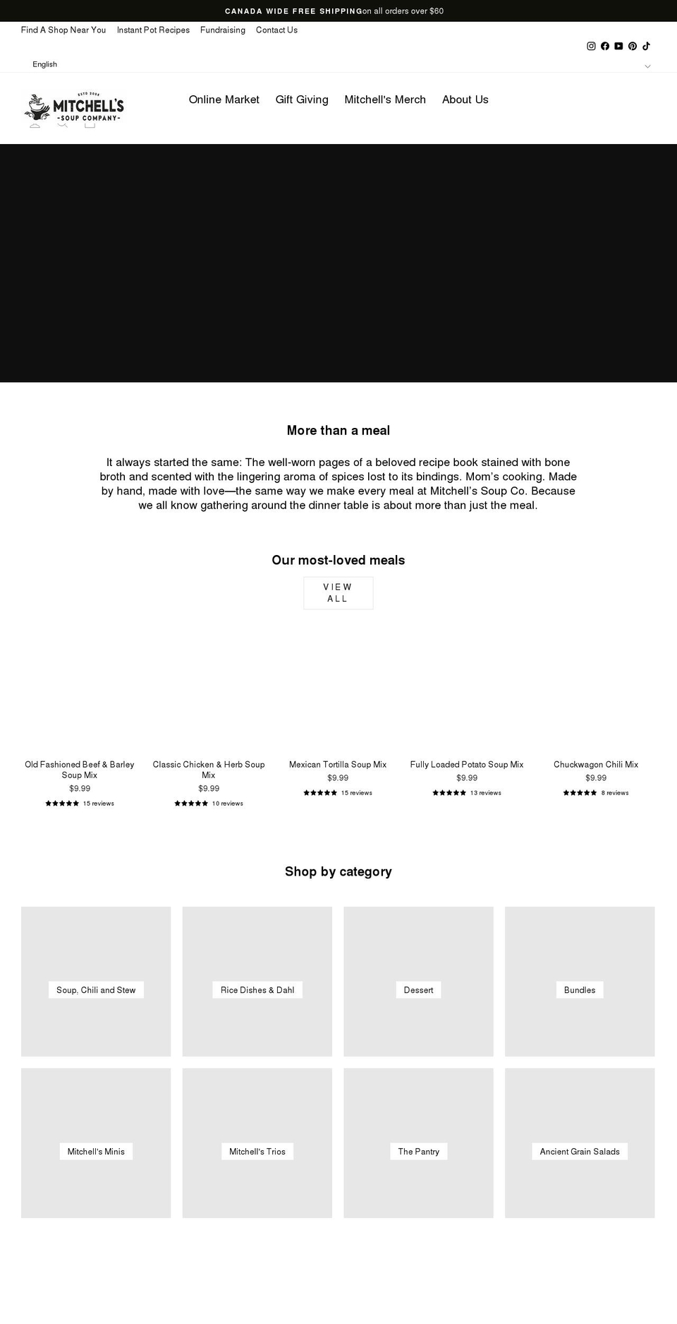 mitchellssoupco.ca shopify website screenshot