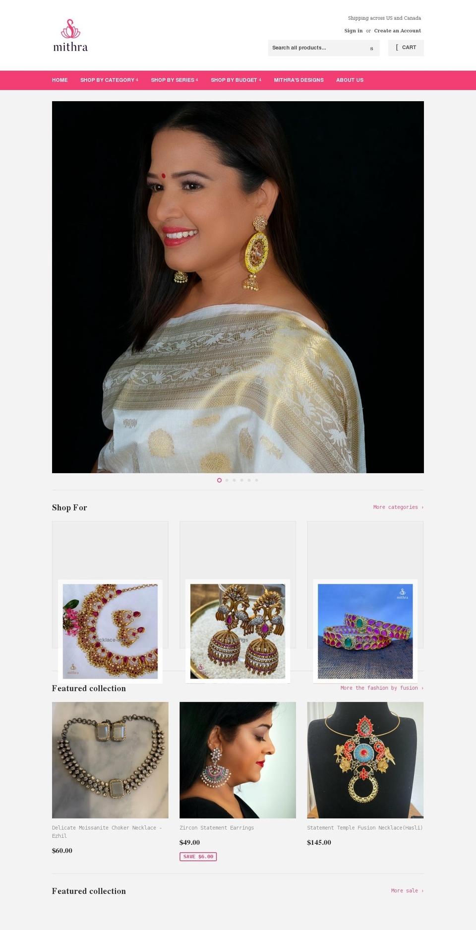 mithracollections.com shopify website screenshot