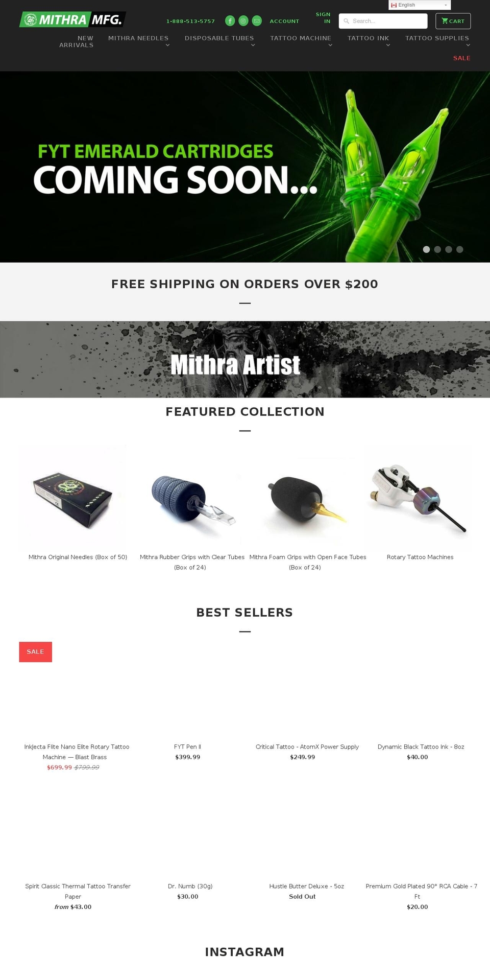 mithramanufacturing.com shopify website screenshot