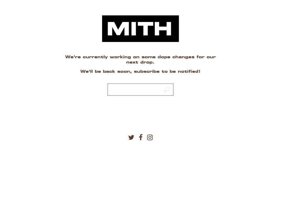 mithworld.com shopify website screenshot