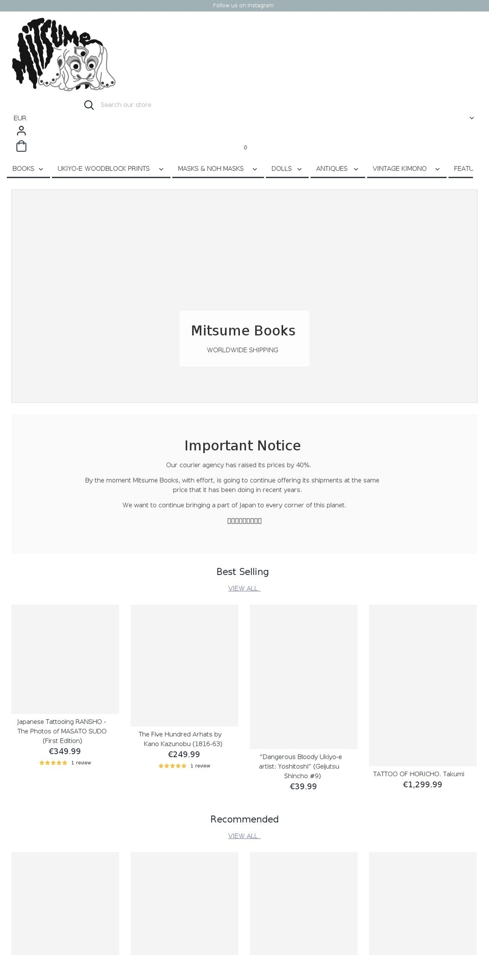 mitsumebooks.com shopify website screenshot