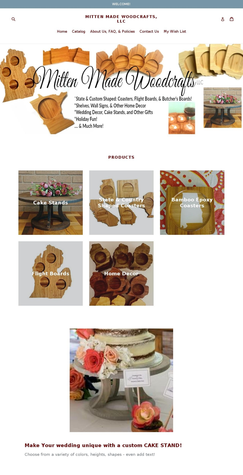 mittenmadewoodcrafts.com shopify website screenshot