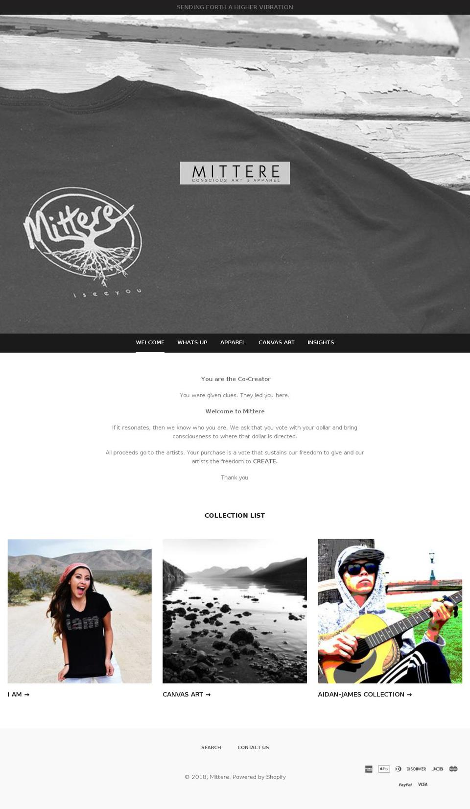 mittere.org shopify website screenshot