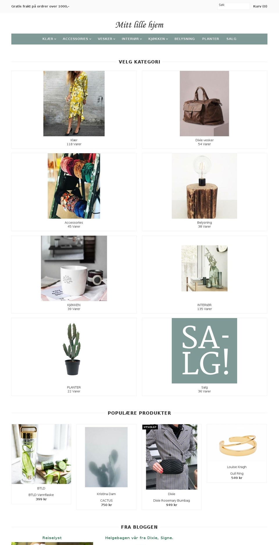 mittlillehjem.com — Shopify storefront screenshot