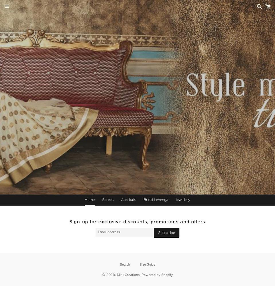 mitucreations.com — Shopify storefront screenshot