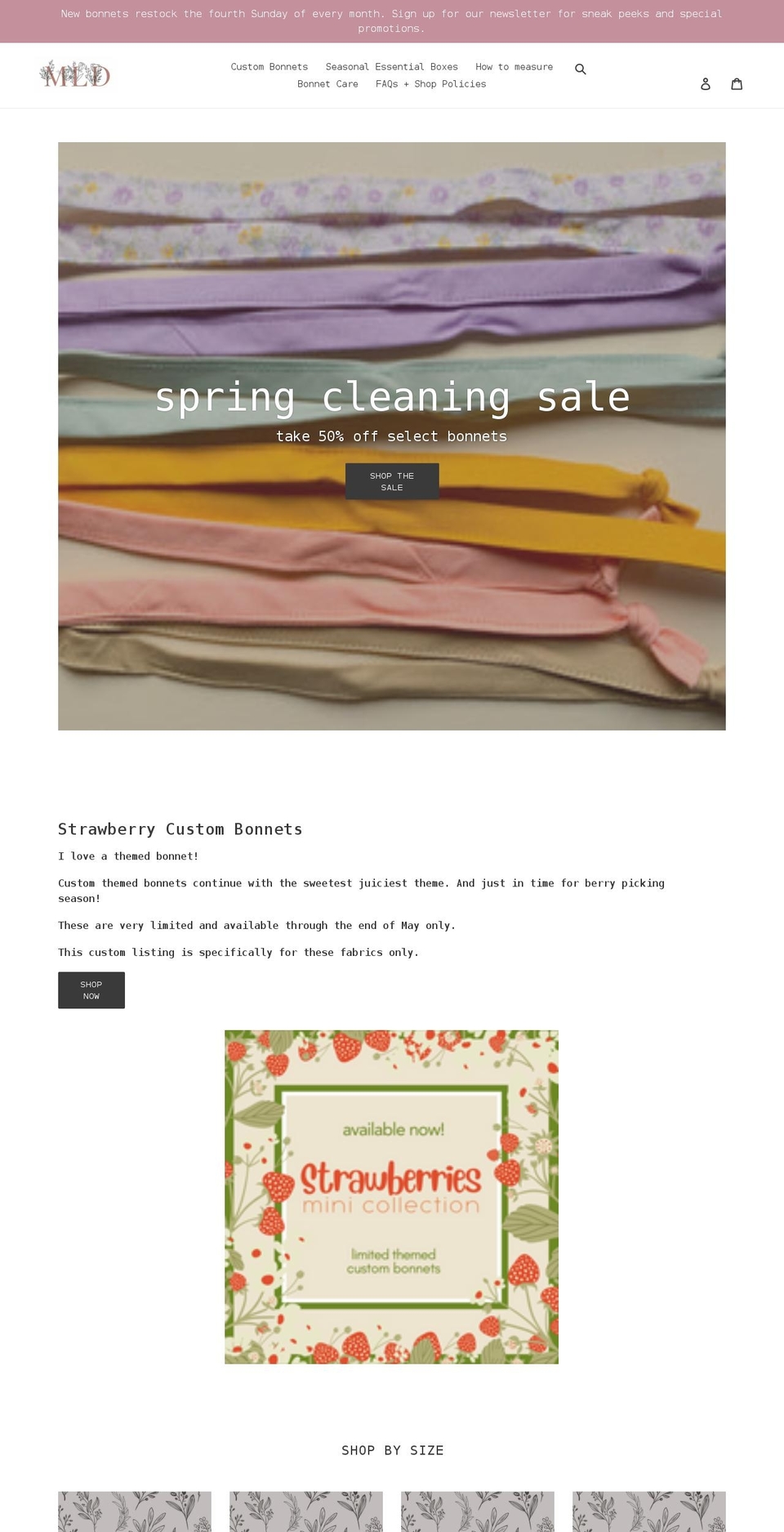 mitzilovesdottie.com — Shopify storefront screenshot