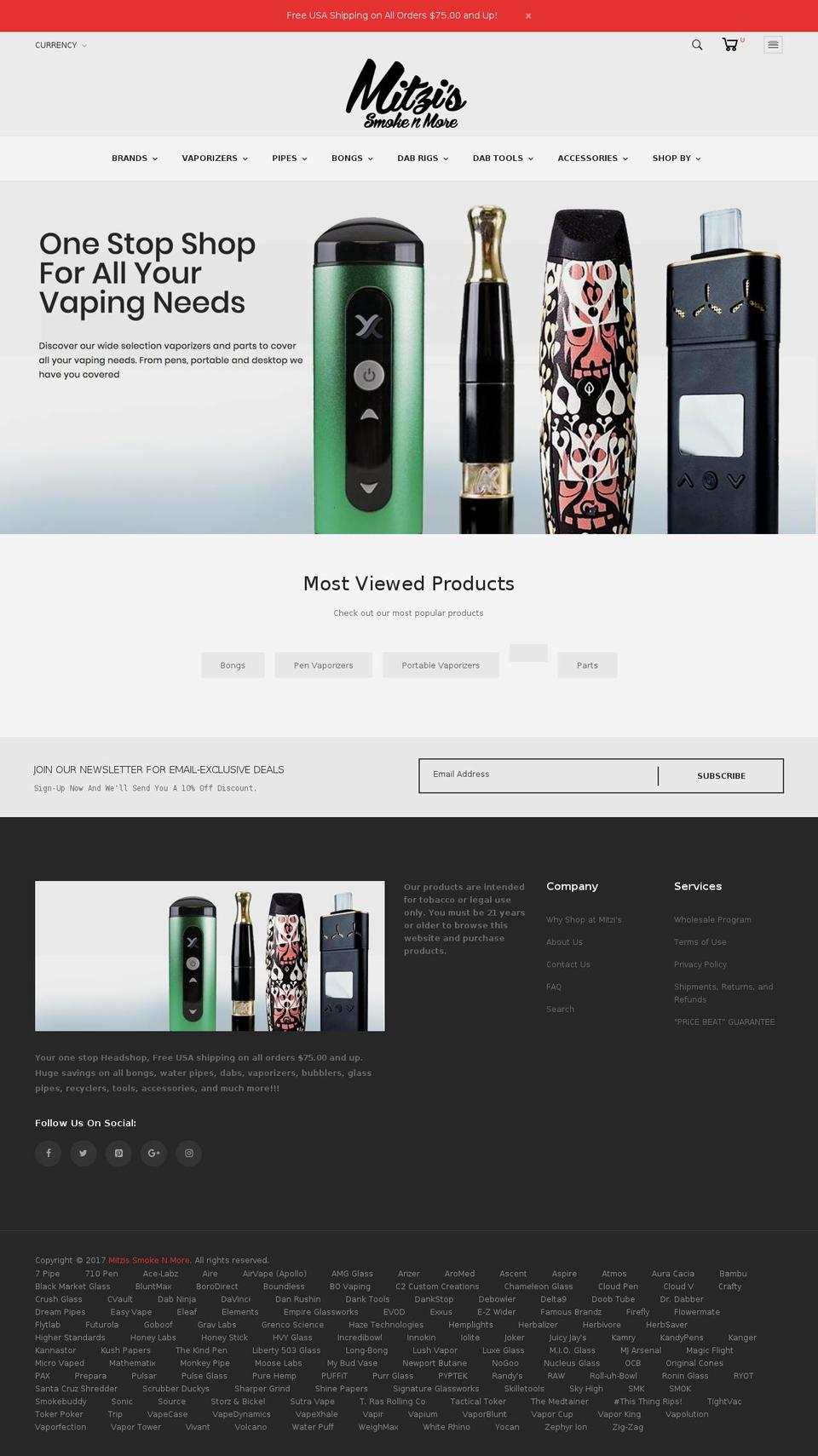 mitzissmokenmore.com — Shopify storefront screenshot