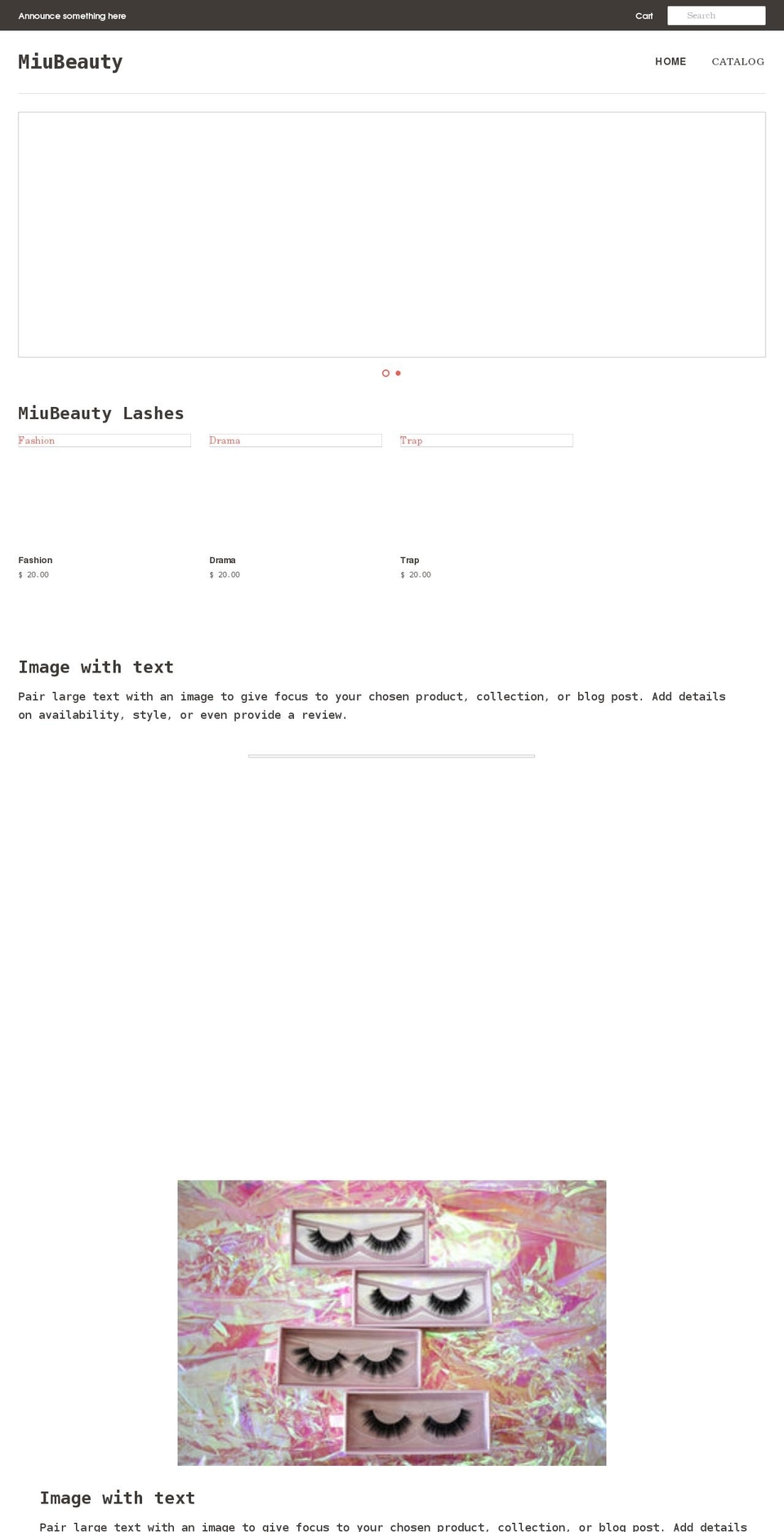 miubeauty.net shopify website screenshot