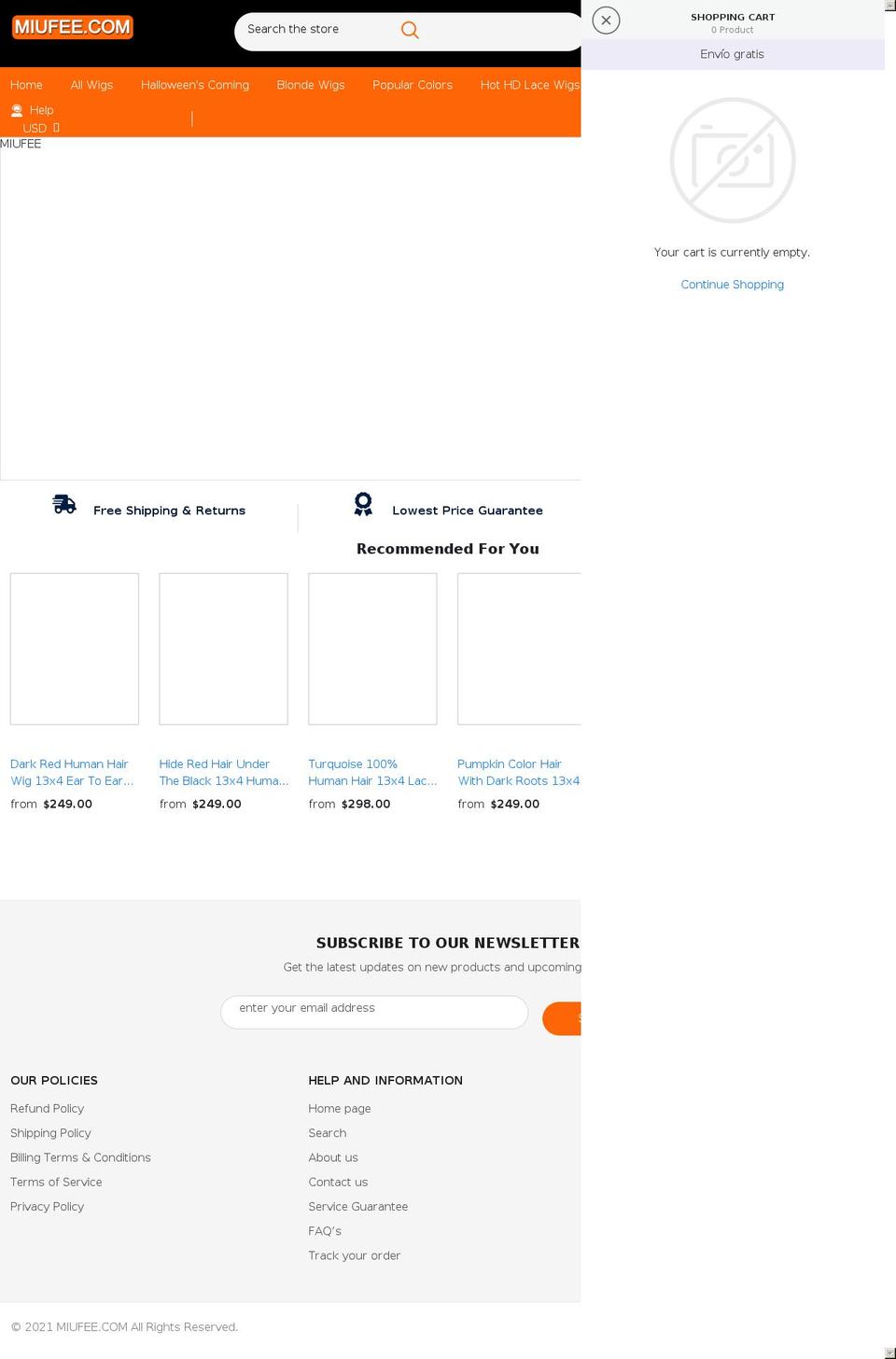 miufee.com shopify website screenshot