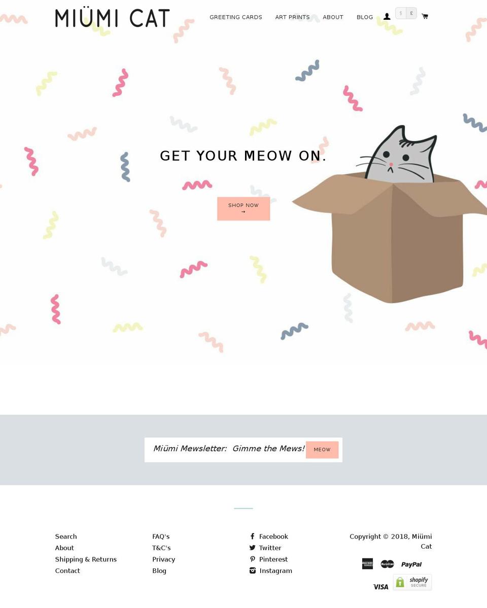 miumicat.com shopify website screenshot
