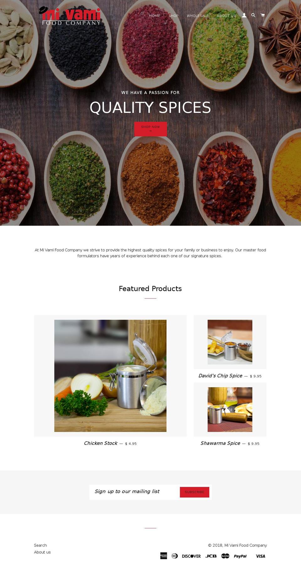 mivamifood.com — Shopify storefront screenshot