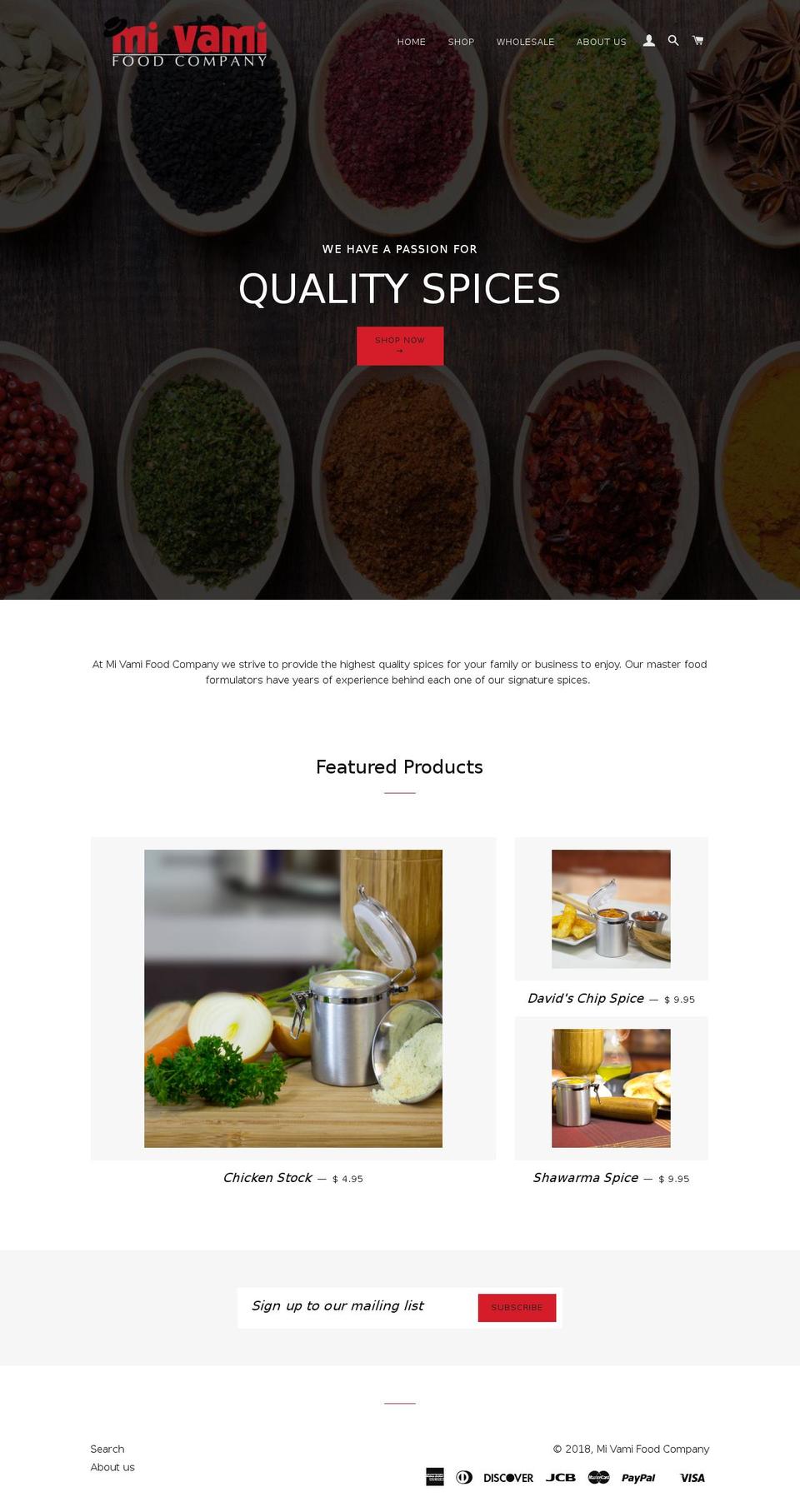 mivamifoodco.com — Shopify storefront screenshot