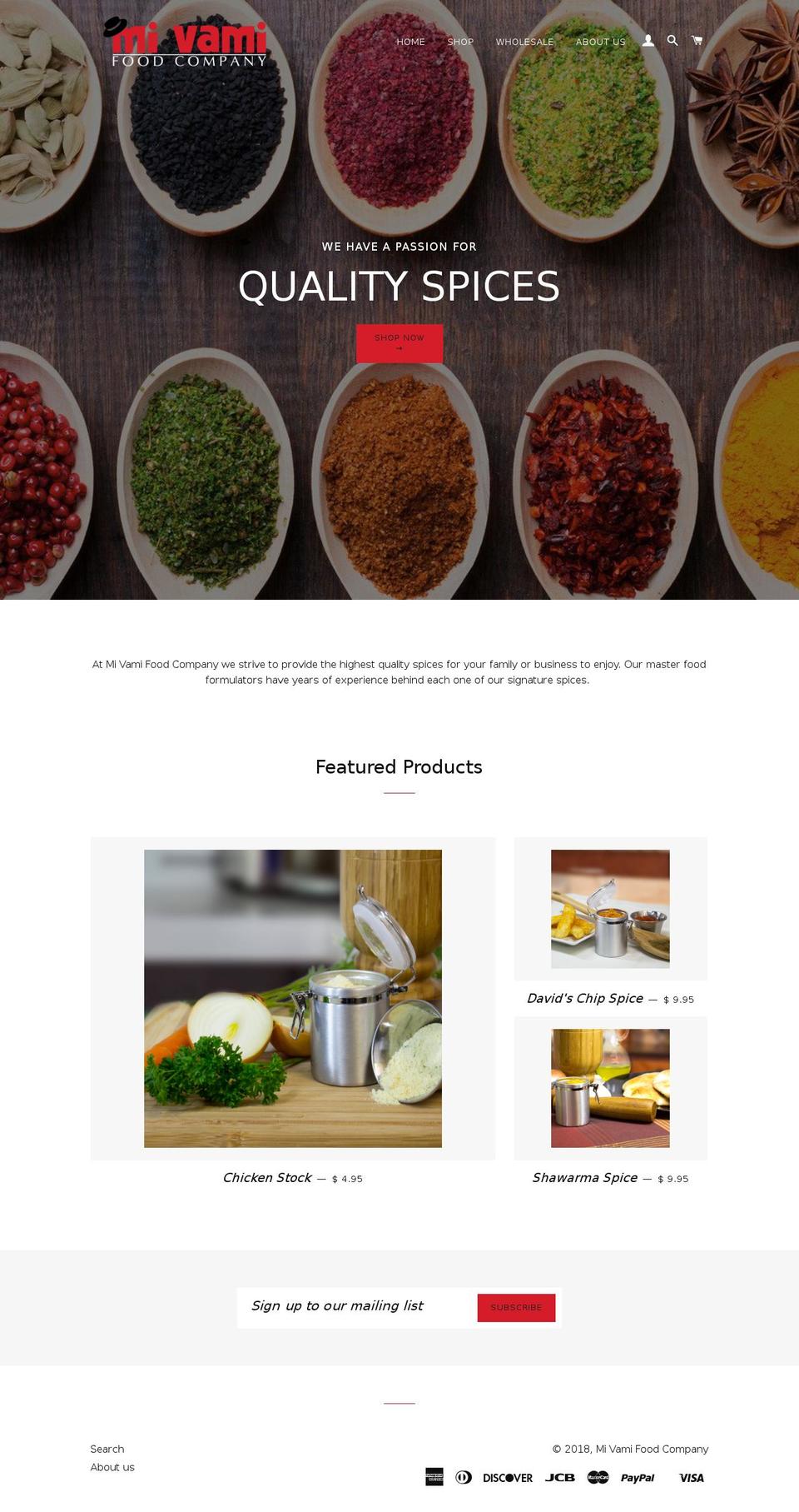 mivamifoods.com — Shopify storefront screenshot