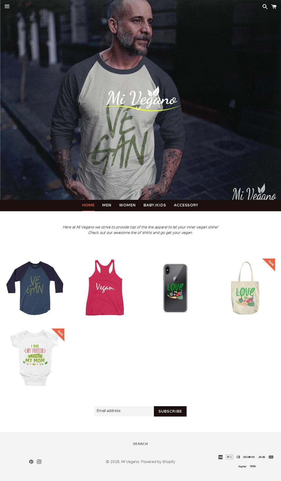 mivegano.com — Shopify storefront screenshot