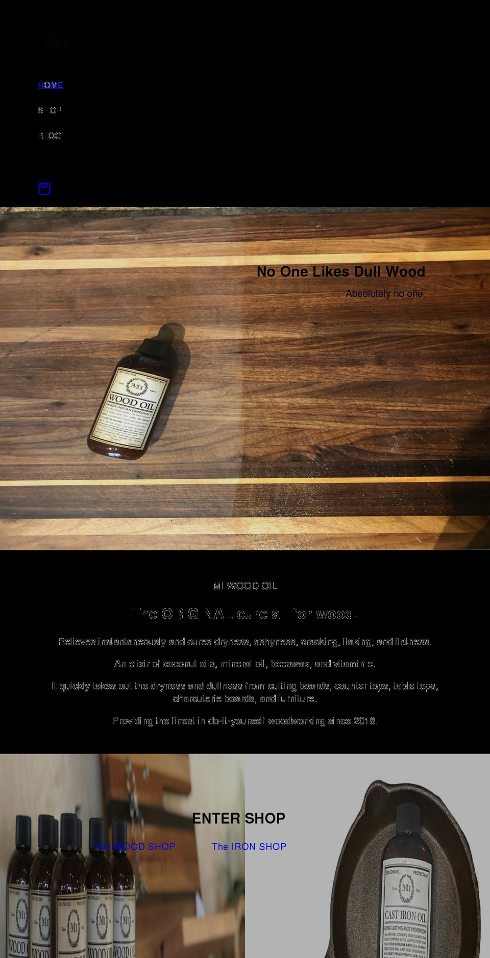 miwoodoil.com shopify website screenshot
