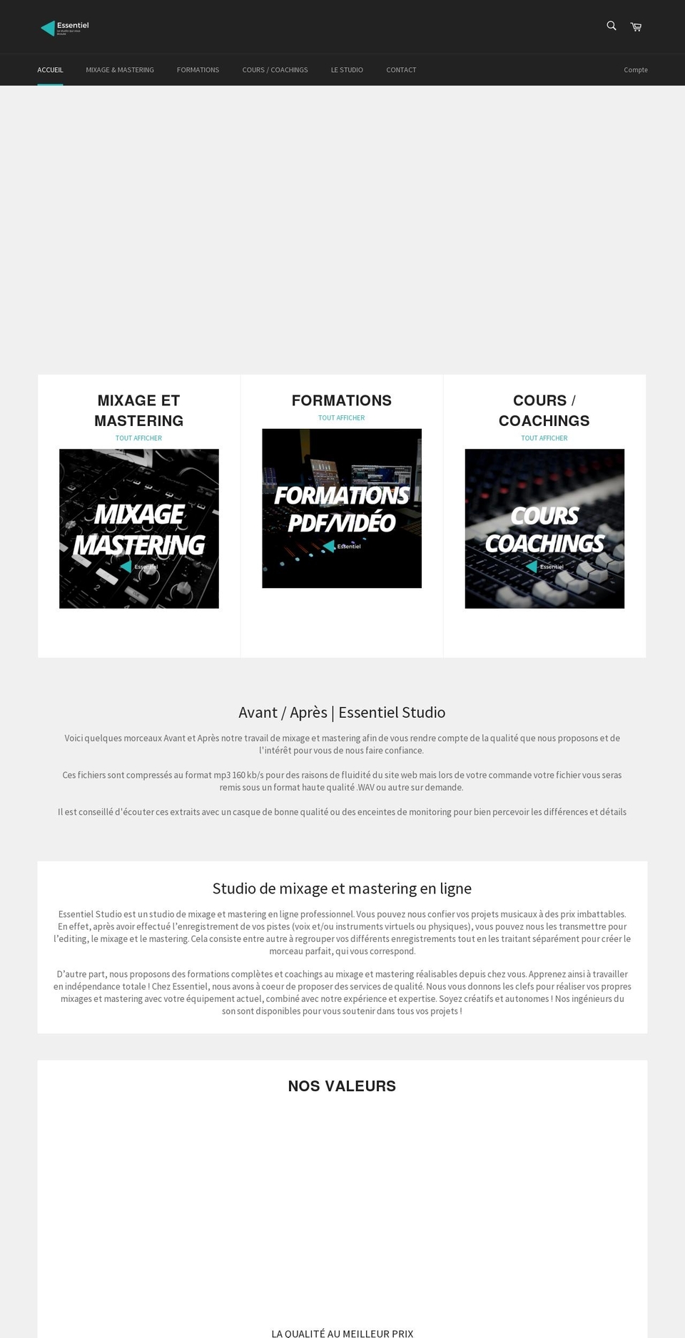 Thème final Shopify theme site example mixage-mastering.fr