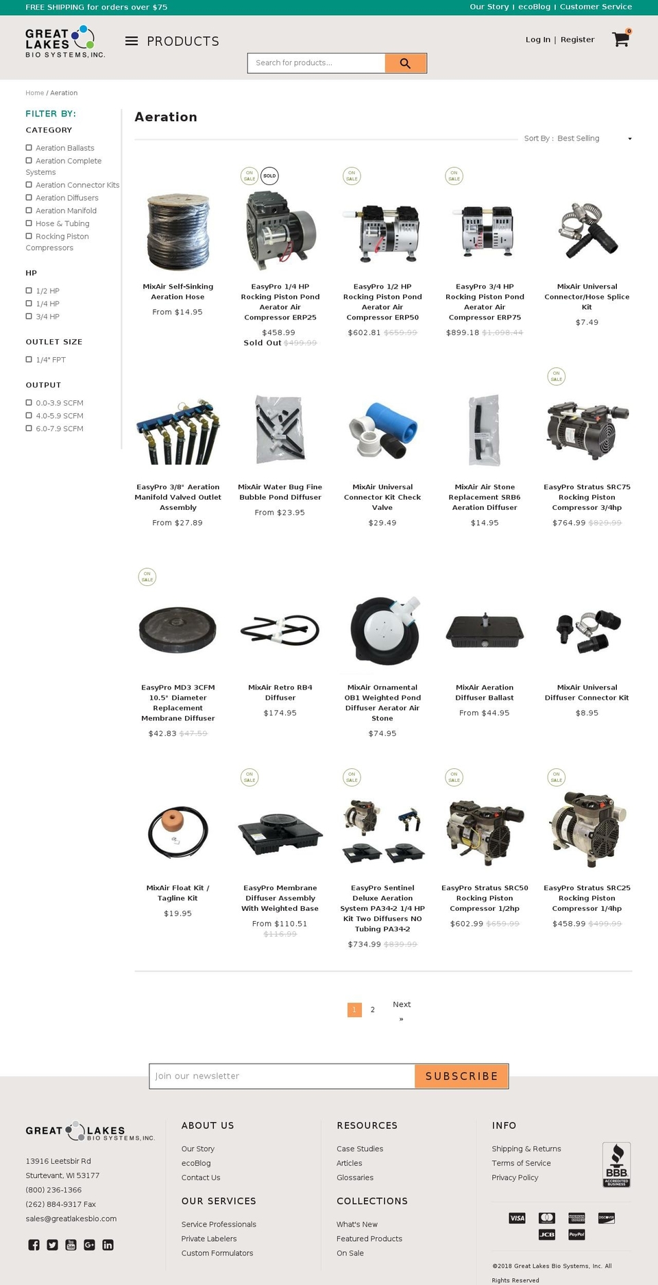 Great Lake Bio Systems Shopify theme site example mixairtech.com