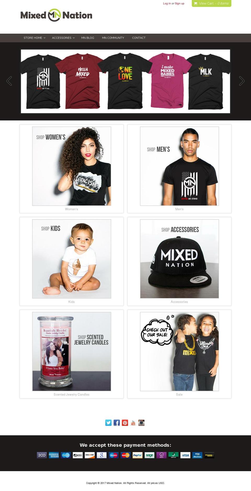 mixednationstore.com shopify website screenshot