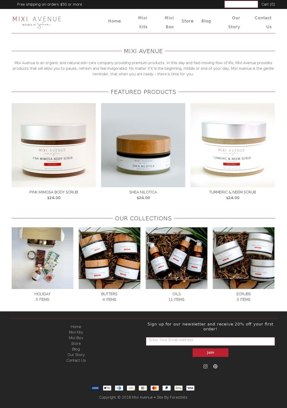 mixiavenue.com shopify website screenshot