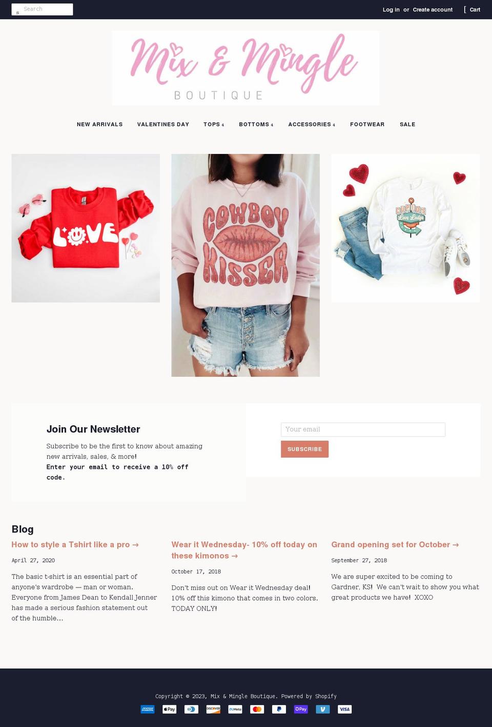 mixmingleboutique.com shopify website screenshot