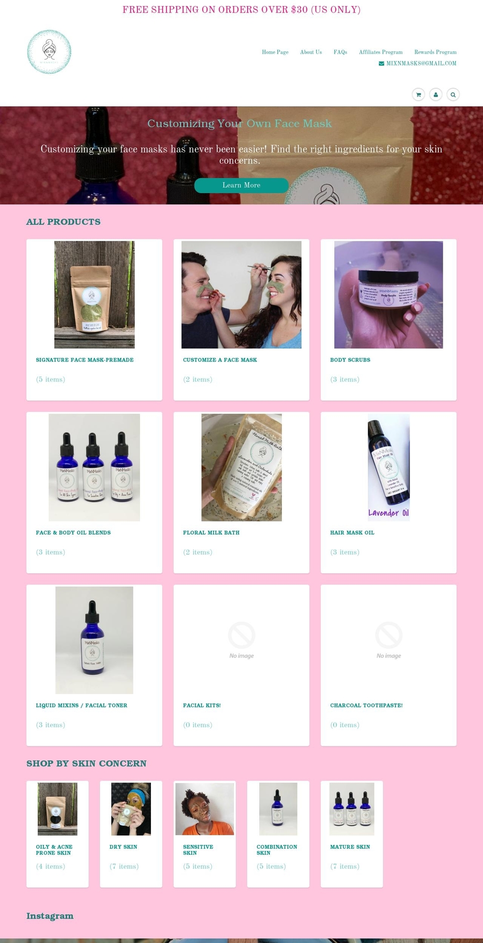 mixnmasks.com — Shopify storefront screenshot
