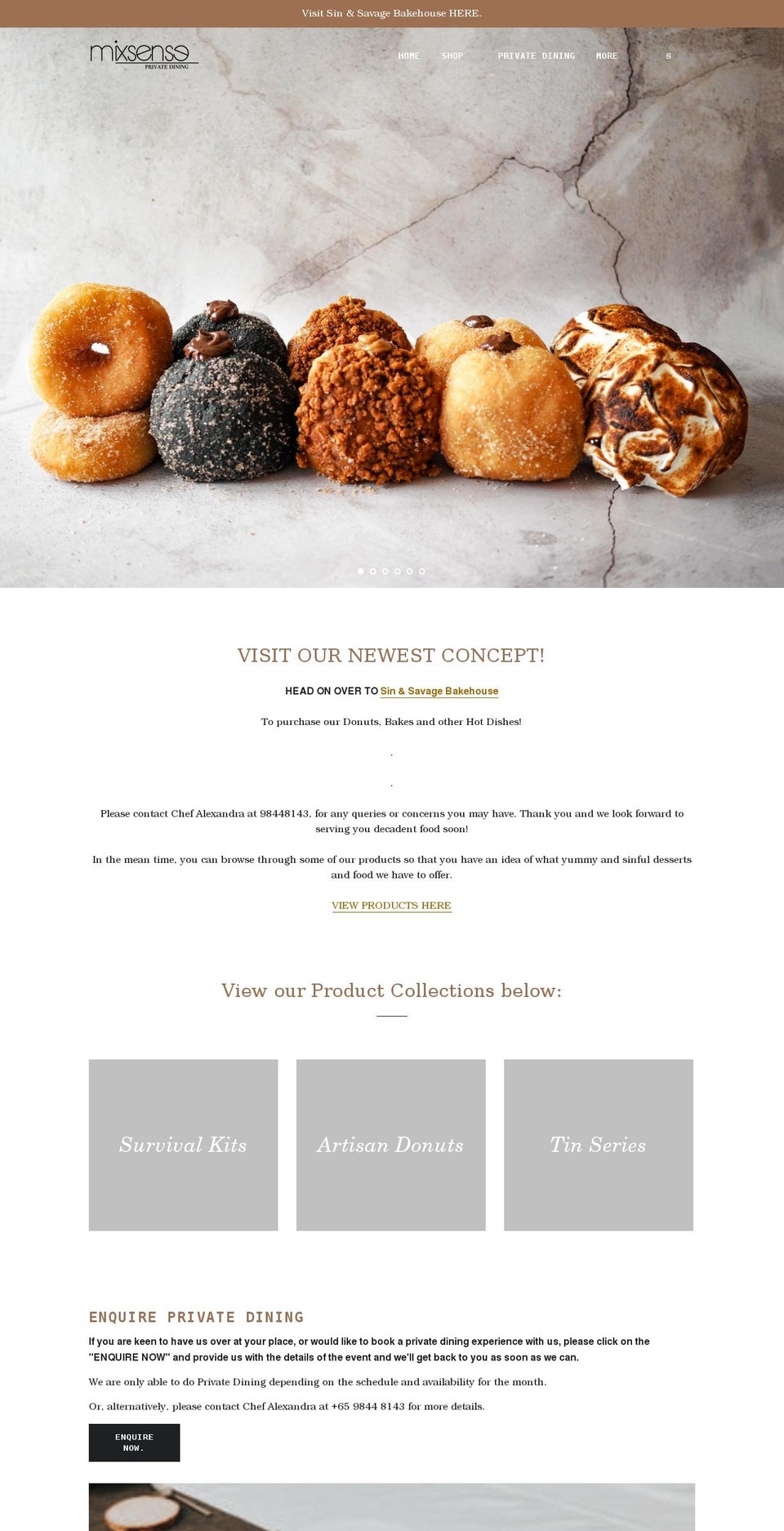 mixsenseprivatedining.com shopify website screenshot