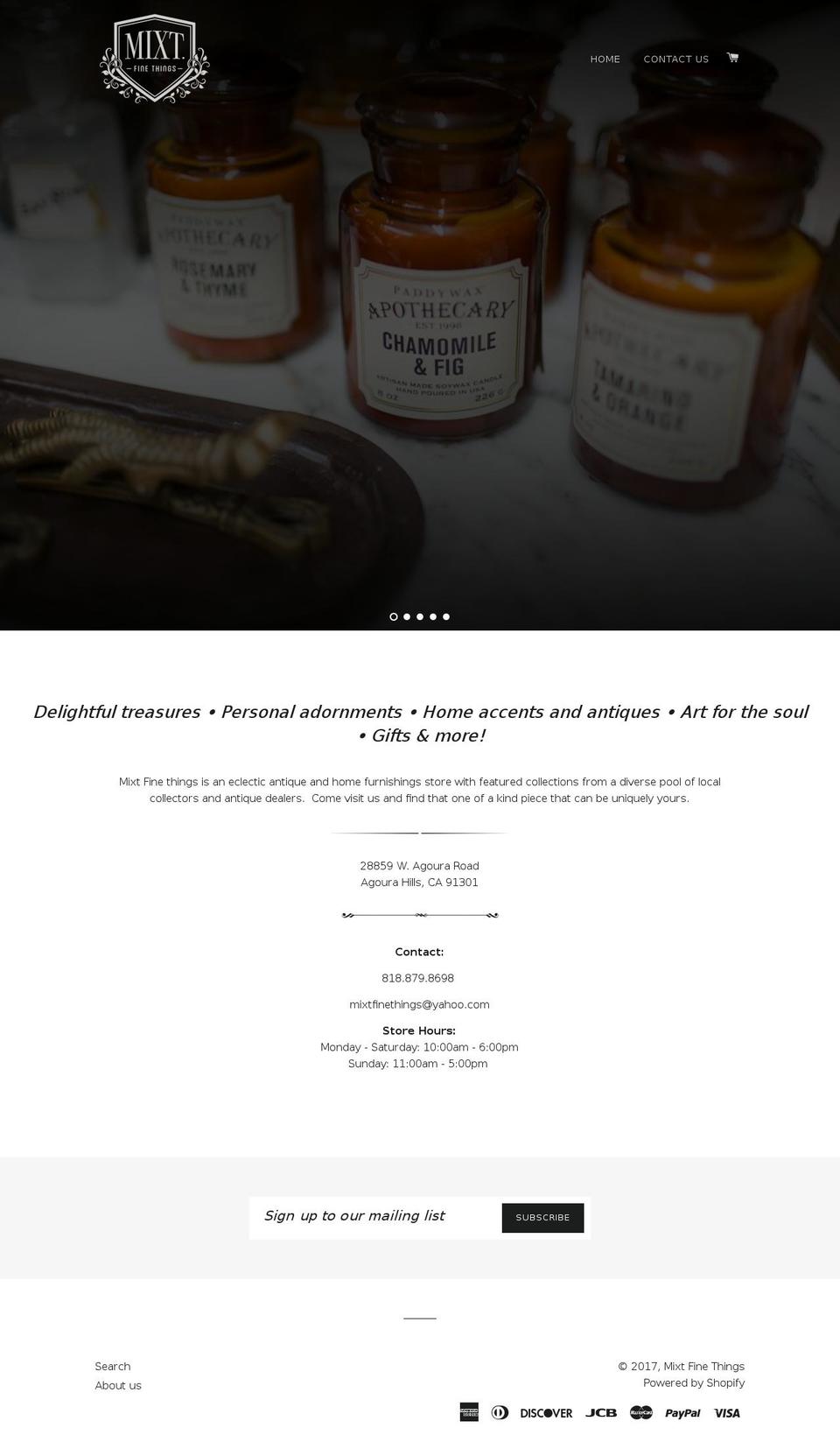 mixtfinethings.com shopify website screenshot