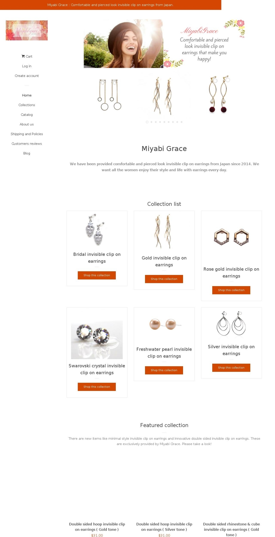 miyabigracejewelry.com — Shopify storefront screenshot