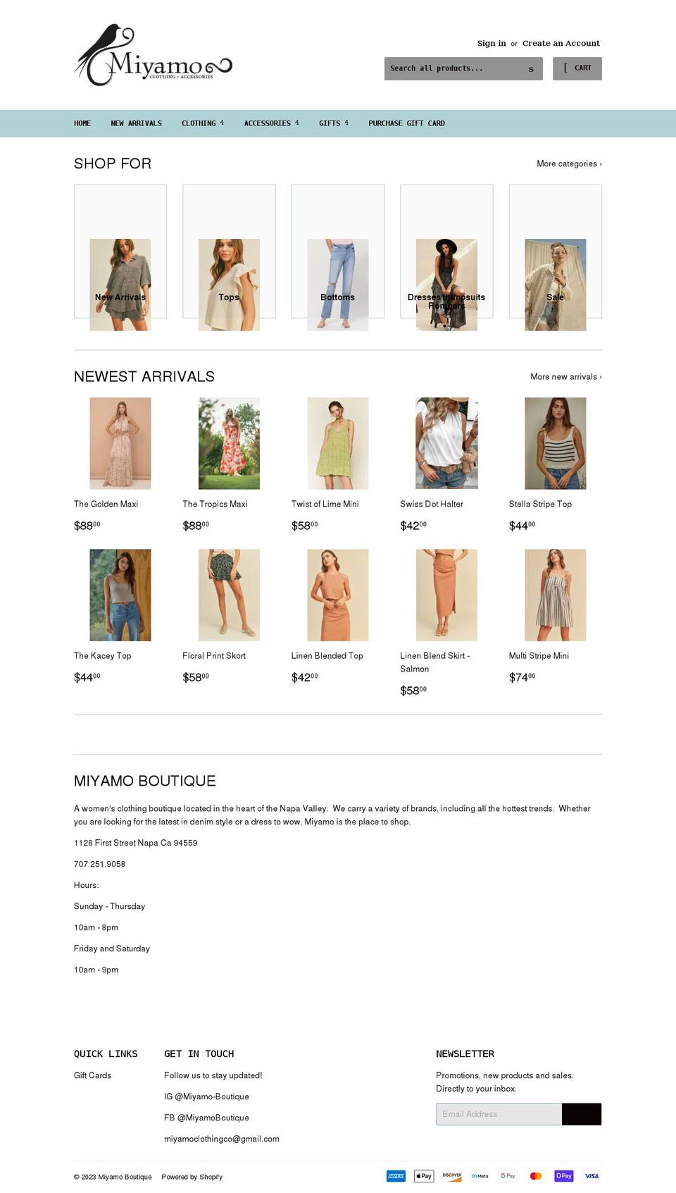 miyamoboutique.com shopify website screenshot