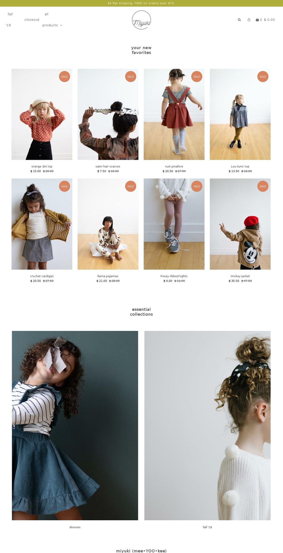 miyukibaby.com — Shopify storefront screenshot