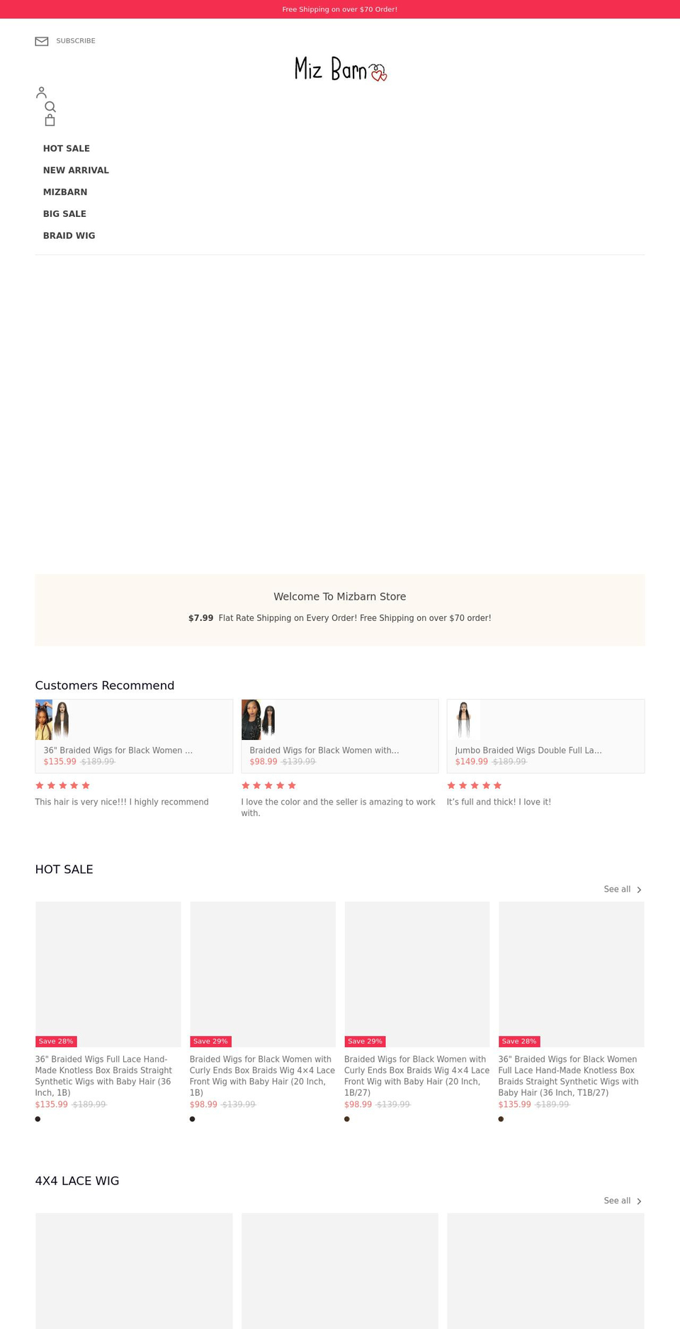 mizbarn.com shopify website screenshot