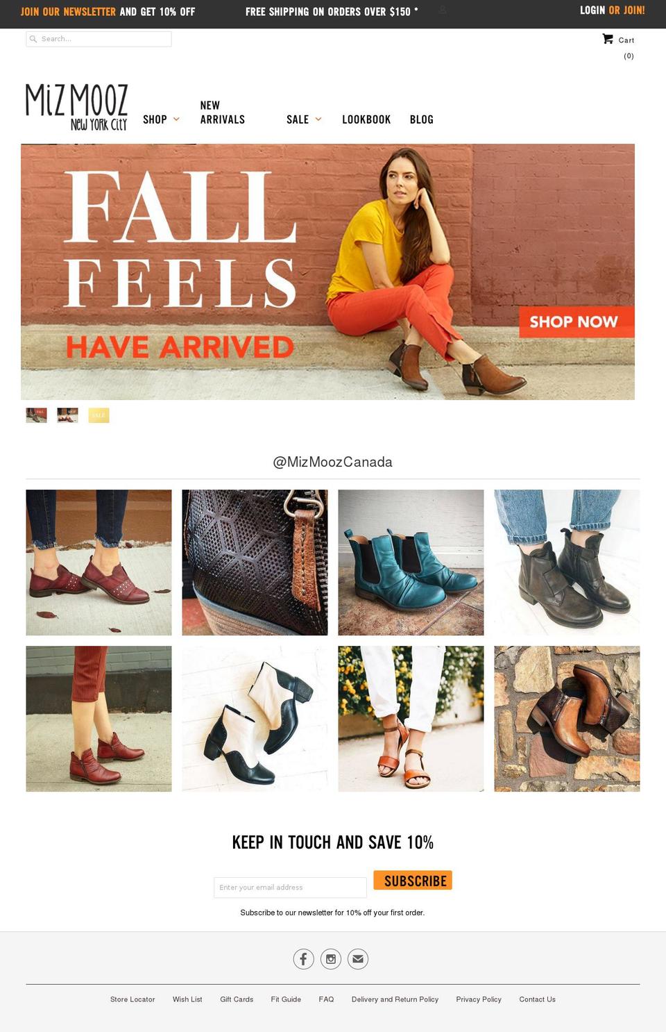 mizmoozshoes.ca shopify website screenshot