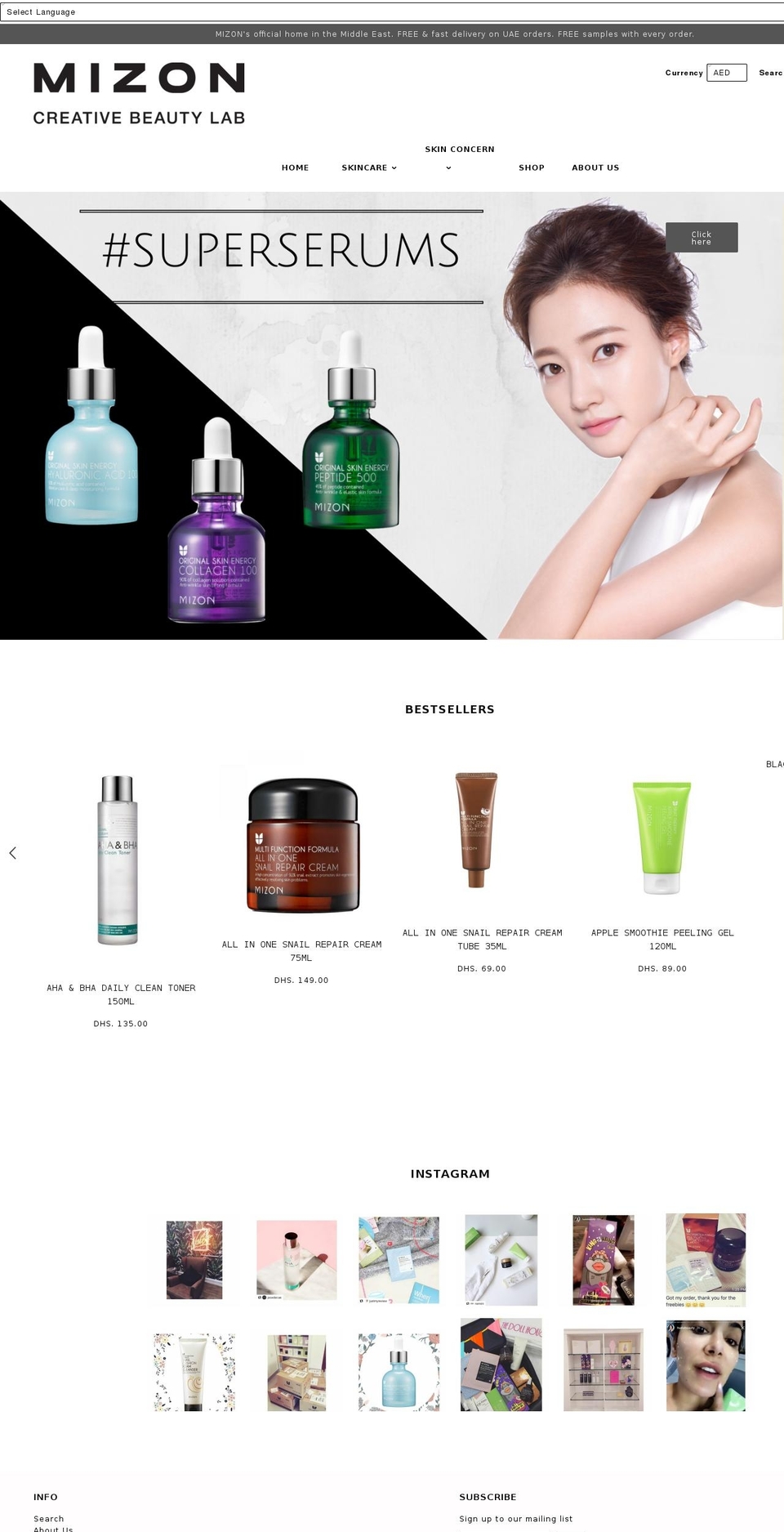mizonme.com — Shopify storefront screenshot