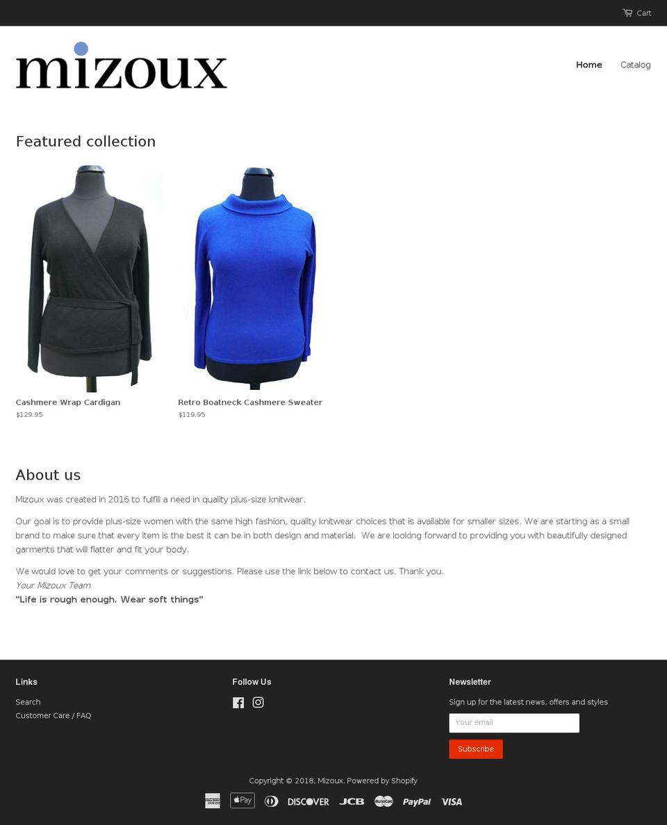 mizoux.com shopify website screenshot
