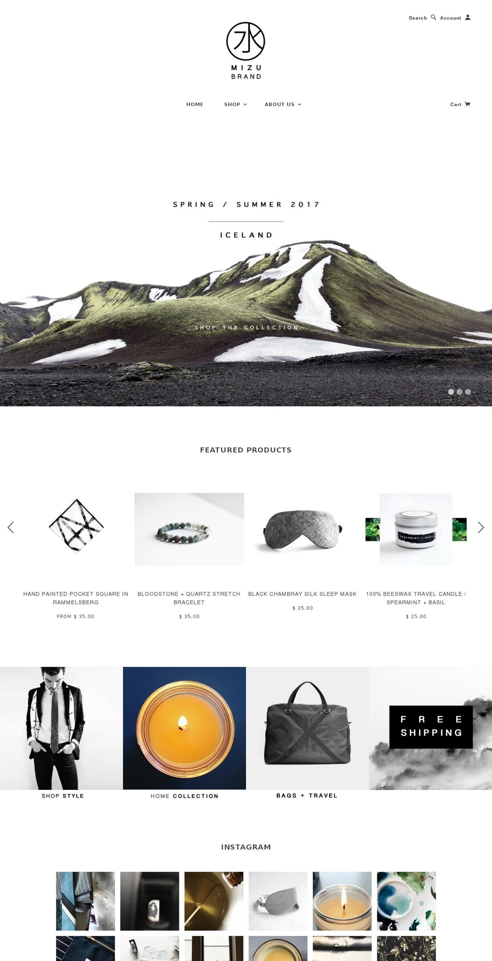 mizubrand.com shopify website screenshot