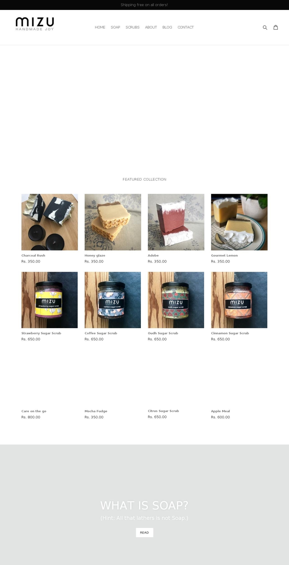 mizusoaps.com — Shopify storefront screenshot