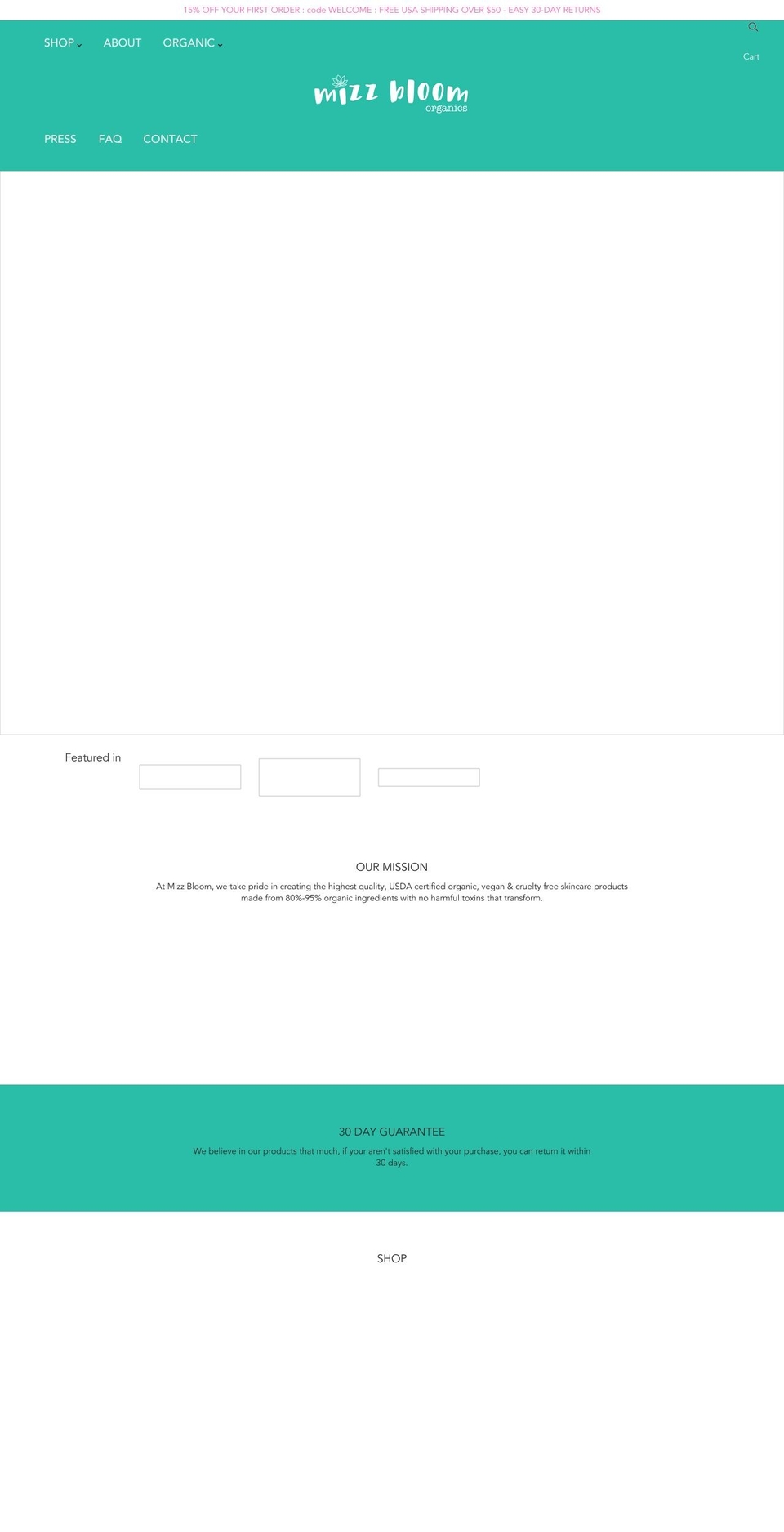 mizzbloom.com shopify website screenshot