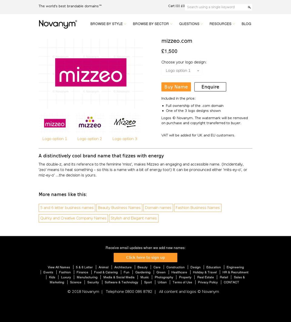mizzeo.com — Shopify storefront screenshot