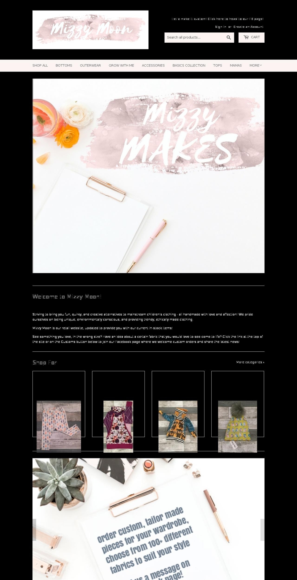 mizzymoon.com shopify website screenshot