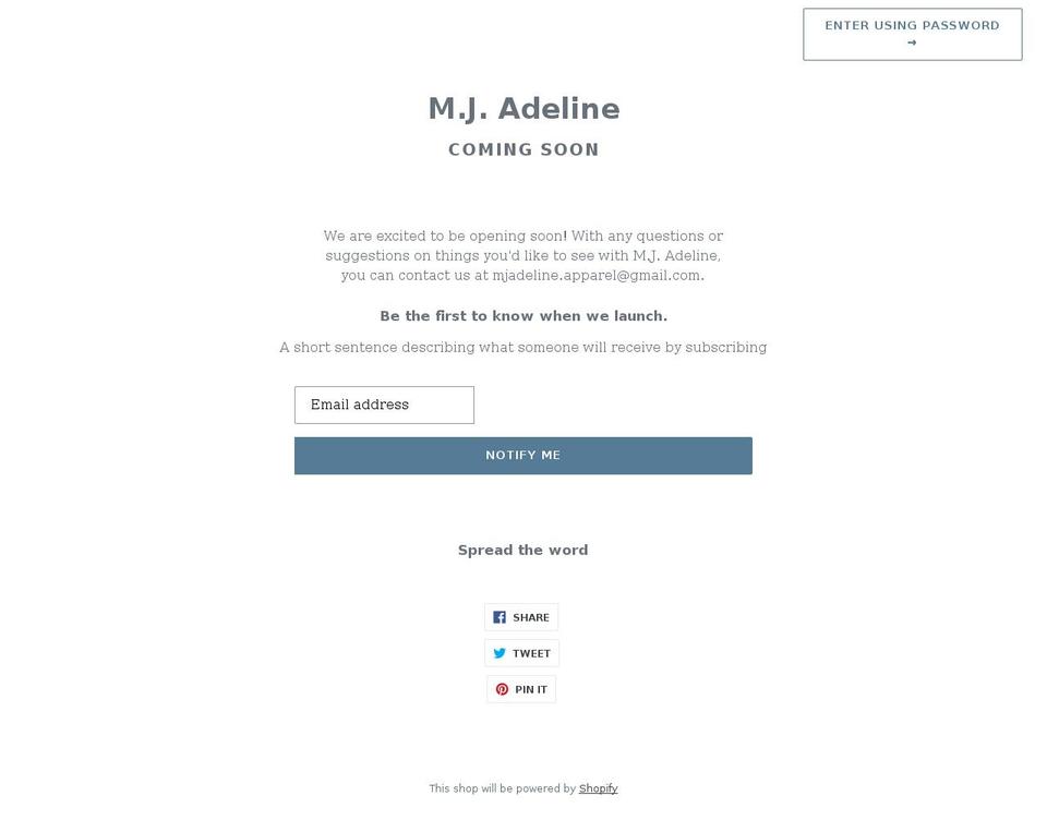mjadeline.com shopify website screenshot