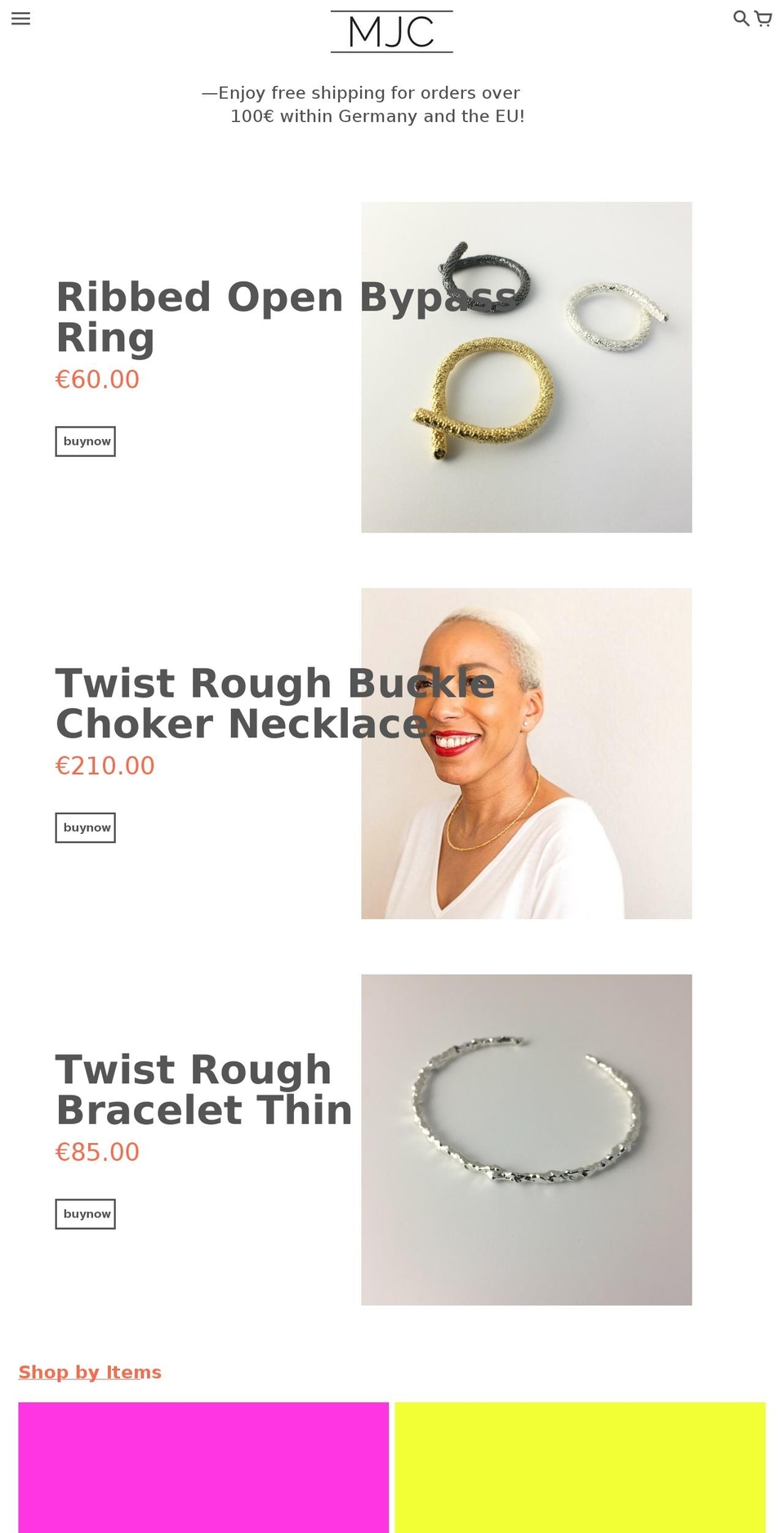 mjc-jewellery.com — Shopify storefront screenshot