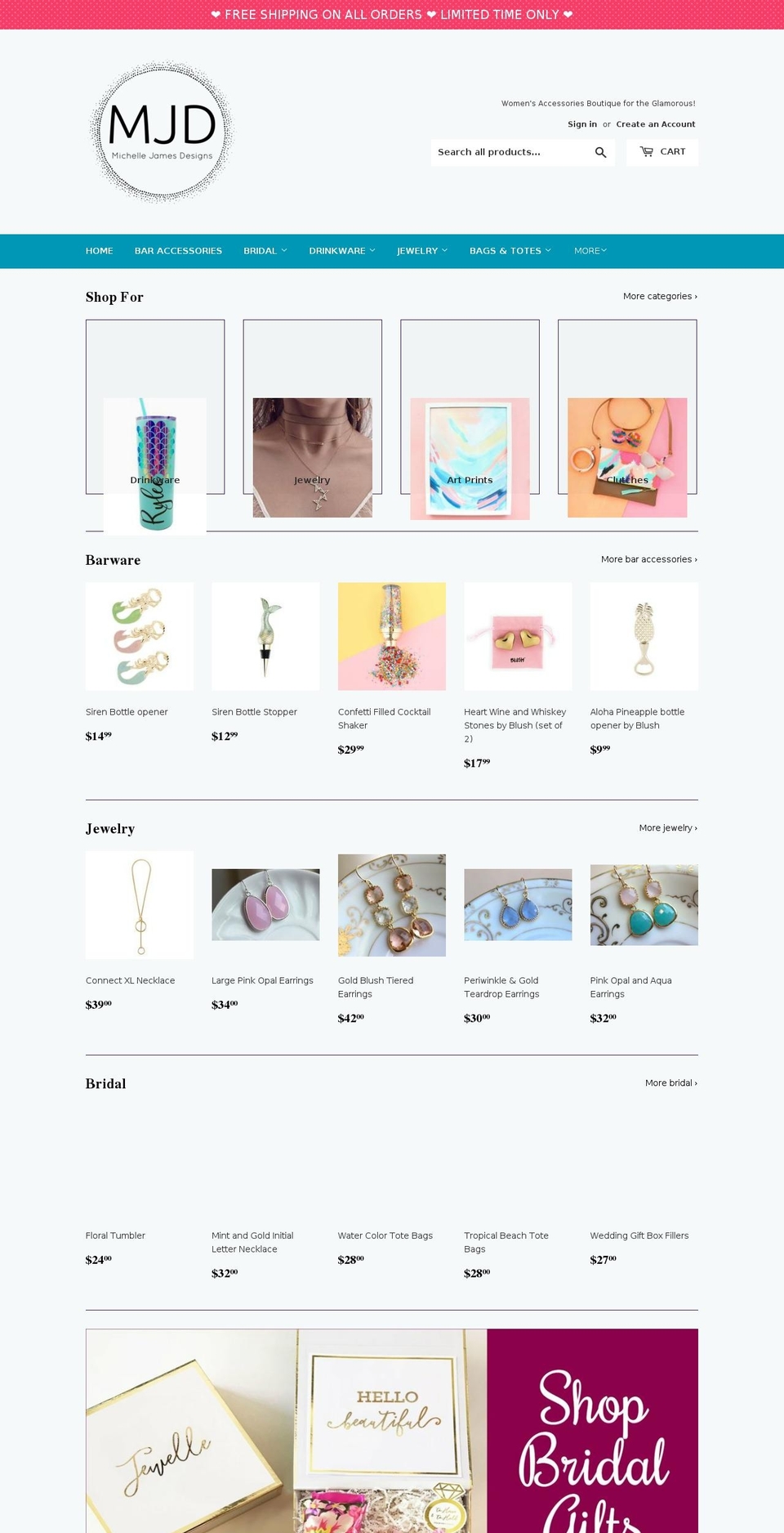 mjdboutique.com — Shopify storefront screenshot