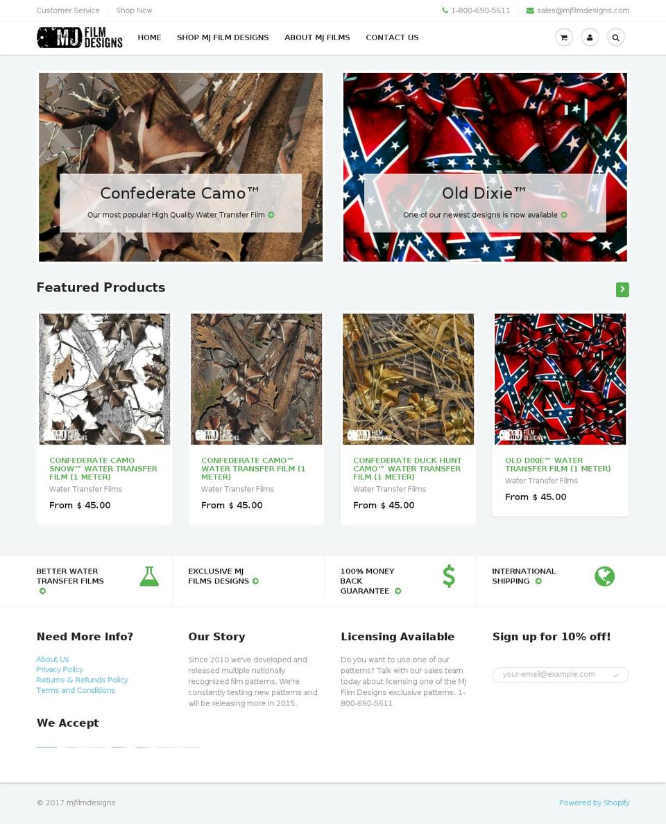 mjfilmdesigns.com shopify website screenshot