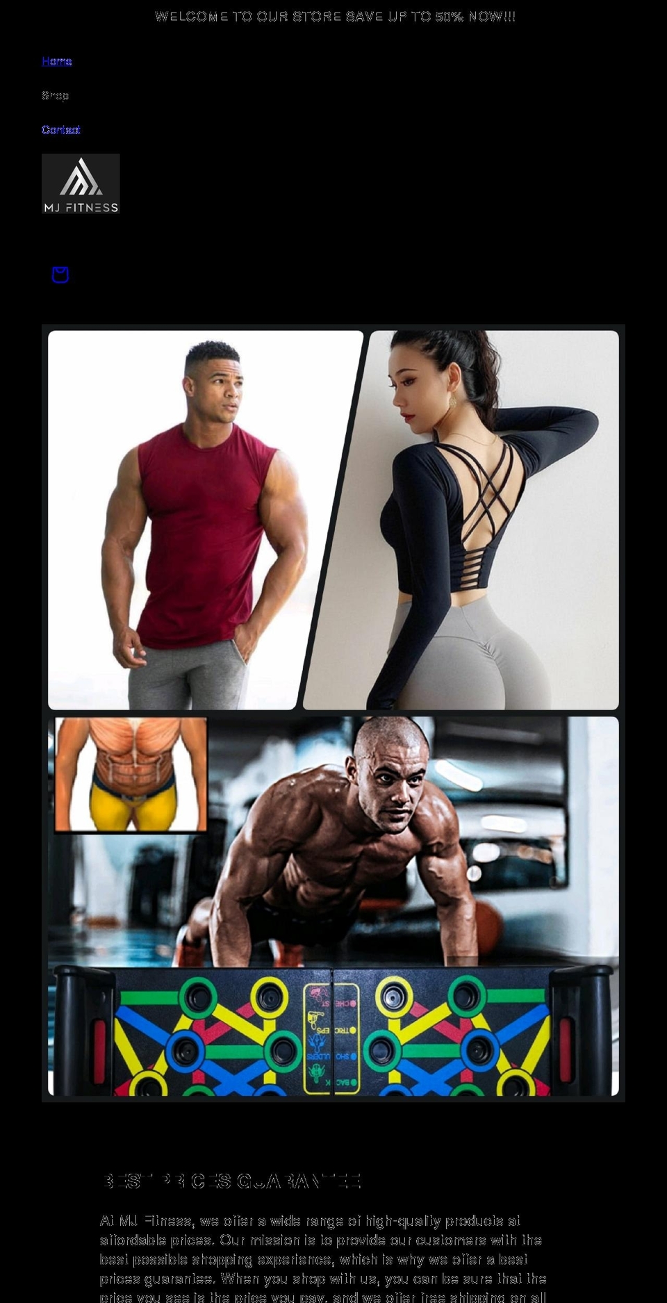 mjfitness-store.com shopify website screenshot