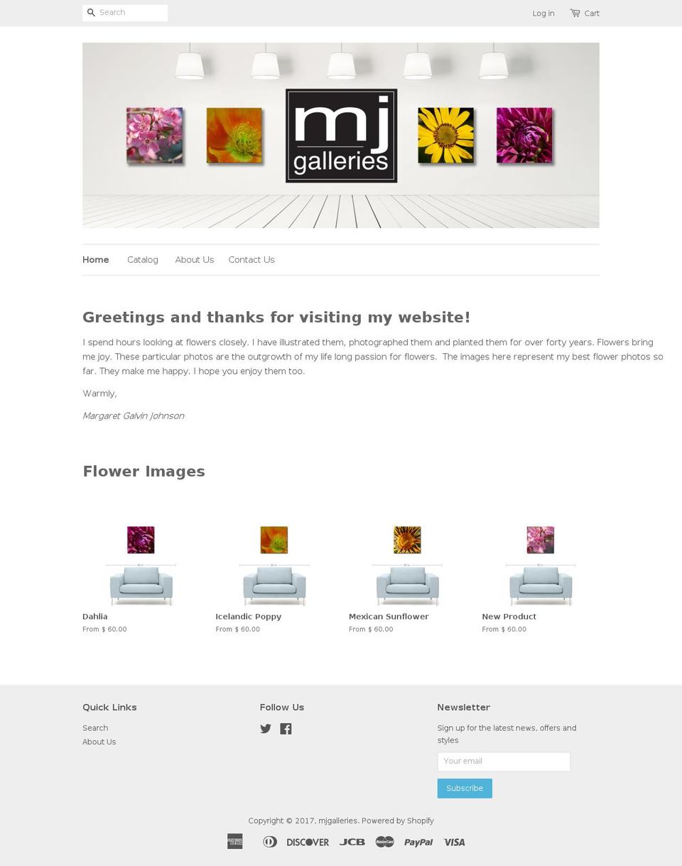 mjgalleries.com shopify website screenshot