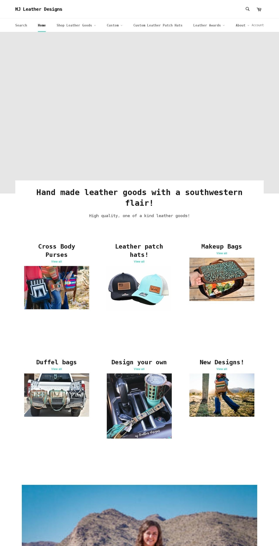 mjleatherdesigns.com shopify website screenshot