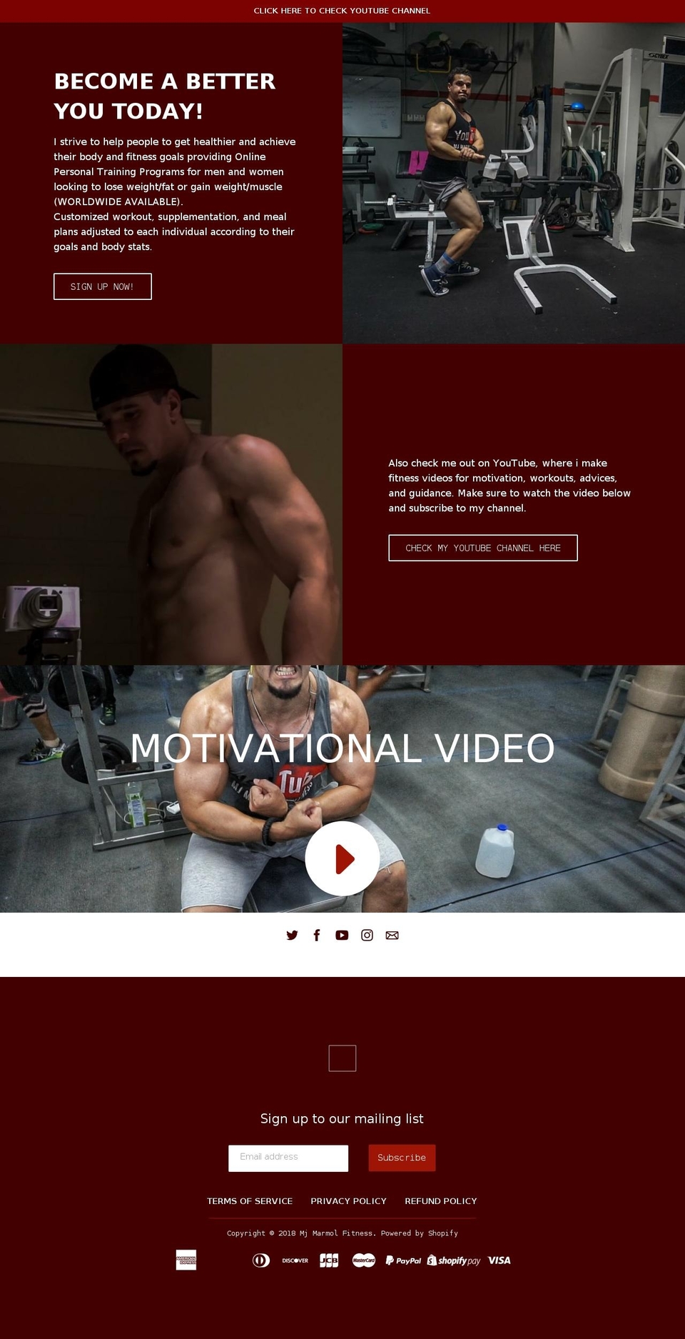 mjmarmolfitness.com — Shopify storefront screenshot