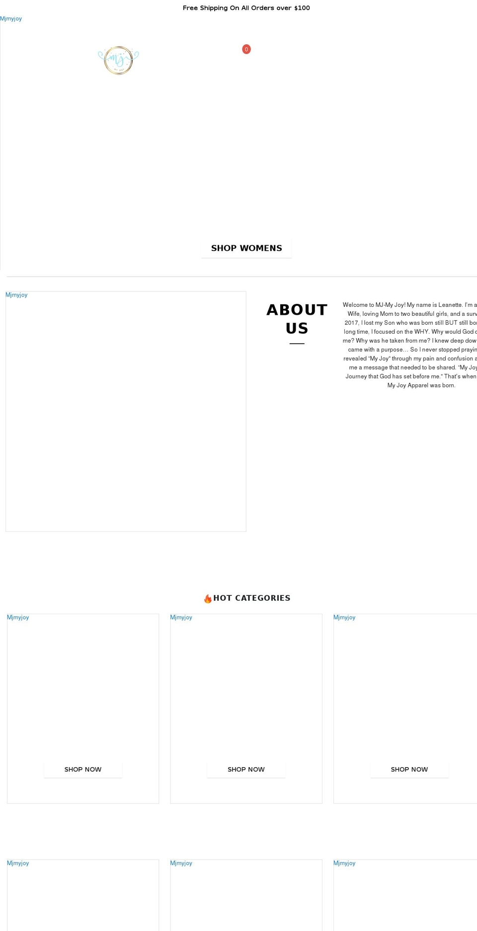 mjmyjoy.com shopify website screenshot